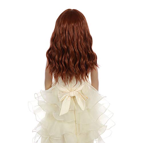 Pattnium Dark Orange Wig Kids Child Wig Short Wavy Wig Ginger Wig With Bangs Cute Girls Wig Auburn Wig Heat Resistant Synthetic Hair Daily Wear Wig (Dark Orange) #TOP6