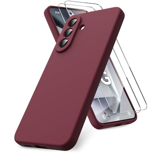 Vansdon Handyhülle kompatibel mit Samsung Galaxy A37 5G Hülle, 2 Stück Panzer Schutz Glas, weiche TPU Flüssigsilikonhülle, stoßfestem Gummi Silikongel Fall-Taupe