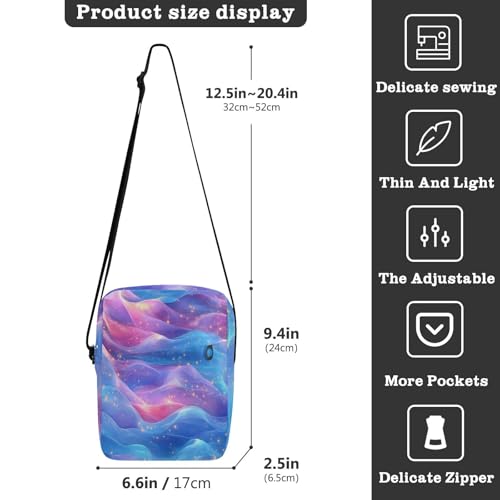 messenger bag crossbody over the shoulder bags for men Women's Purses Adjustable Strap for School School- Chic Pink Royal Blue Rainbow3
