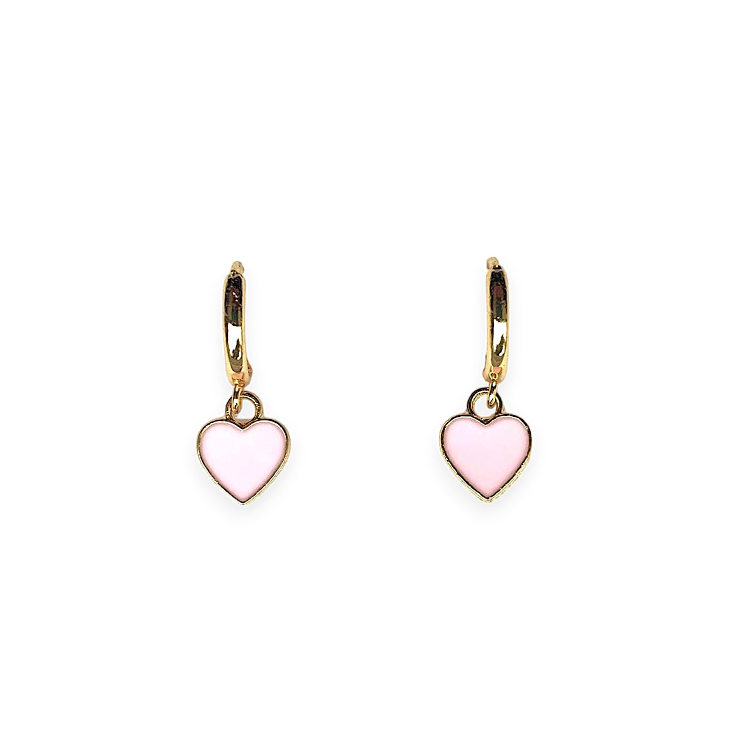 ASTER ALHELÍ Pendientes Mujer Corazon Dorados - Aros Pequeños chapados en Oro - Pendientes Colgantes Corazones Colores Niña - Perfecto para Regalo (Rosa)