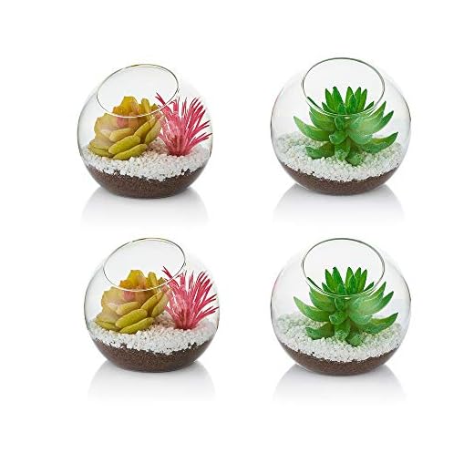 Terrario De Planta De Aire De Vidrio, Mini Terrario De 10 Cm, 4 Piezas De Envases De Terrario De Vidrio De Mesa, Florero De Exhibición De Mesa, Decoración De Interior Para Suculento, Cactus, Vela