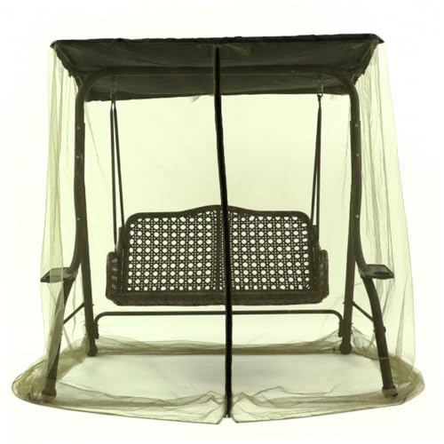 Columpio de red de hierro de 3 plazas con toldo para protegerte del sol y la lluvia en el patio 2