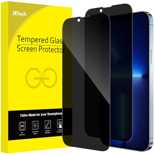 JETech Privacy Full Coverage Screen Protector for iPhone 13 Pro Max 6.7-Inch, Anti-Spy Tempered Glass Film, Edge to Edge Protection Case-Friendly, 2-Pack by JETech - Used condition - US$7.19