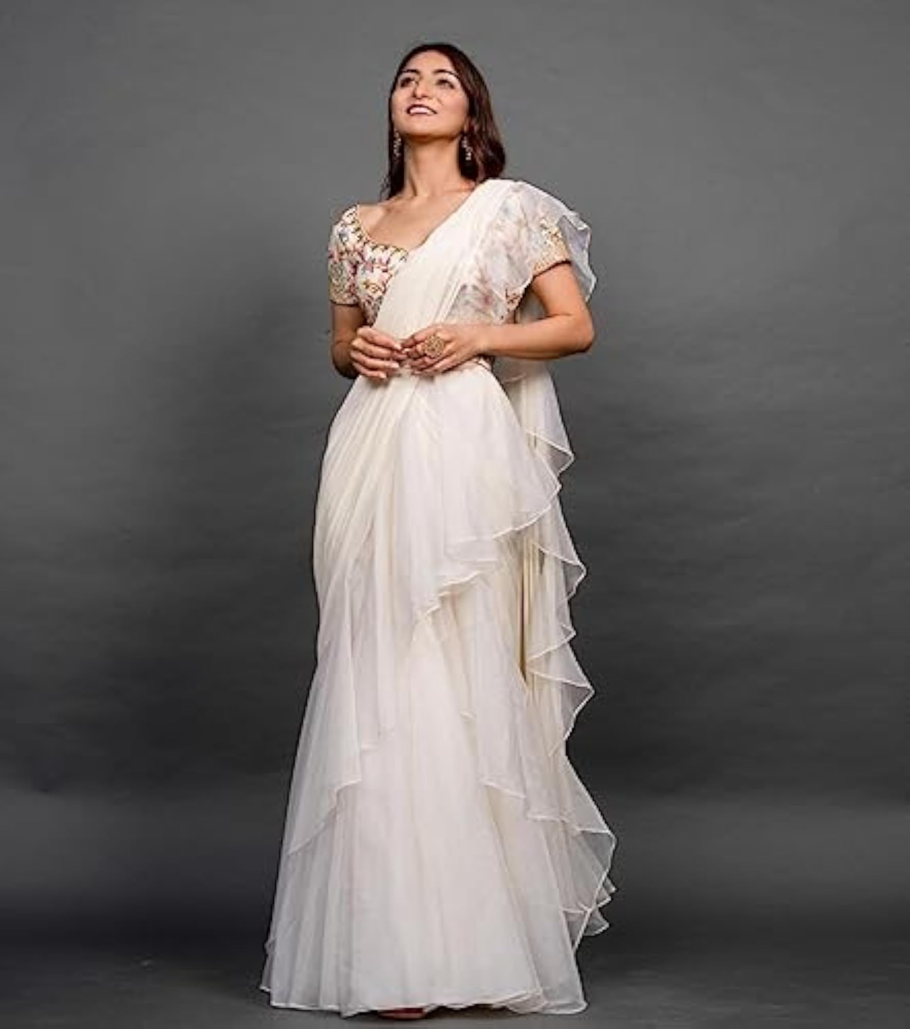 Women's Organza Readymade Lehenga Saree Set with Embroidery Sequins Work