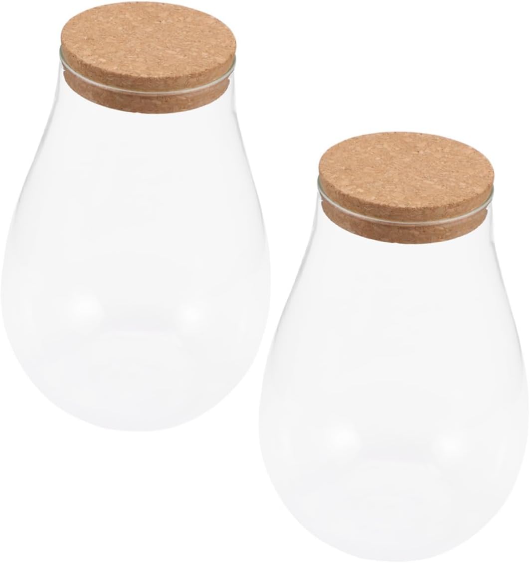 Yardwe 2Pcs Transparent Micro Landscape Bottle Vase for Plants Decorative Terrarium Container for Home Office Garden and Balcony Decor