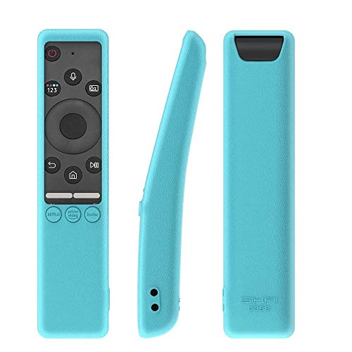 Image of Oboe Sikai Silicone Case Compatible with Samsung BN59-01312A QLED 8K 4K Smart TV Remote Shockproof Protective Remote Cover Skin-Friendly Anti-Slip Anti-Lost with Remote Loop (B-Glow in Dark Blue)
