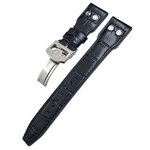 Bracelet de montre cuir véritable 21mm rivets pour IW3777 veau
