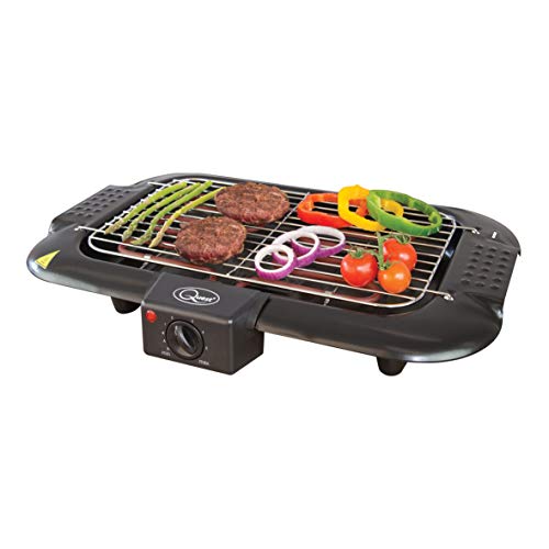 Quest 35910 2000W Indoor Electric Smokeless BBQ Grill/Adjustable Temperature Gauge/Portable and Easy Clean/Water Filled Drip Tray To Reduce Smoke & Odours/Black