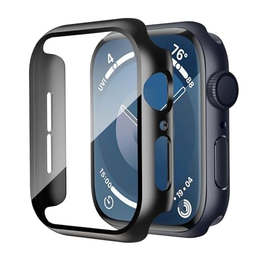 Smiling Case Compatible with Apple Watch Series 6/SE/Series 5/Series 4 44mm with Built in Tempered Glass Screen Protector,Overall Protective Hard PC Case Ultra-Thin Cover- Black