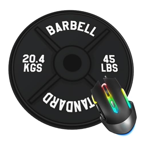 Barbell Weightlifting Mouse Pad, Home Fitness Mouse Pads for Desk, Stitched Edge Mousepad with...
