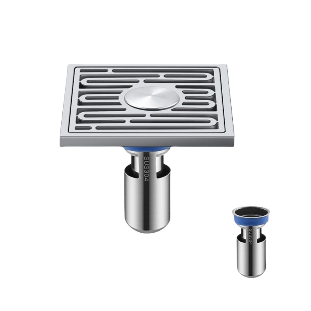 KJdxfhFH Bathroom floor drains, Invisible Floor Drain Curved Stainless Steel(Deepwater Dualuse)
