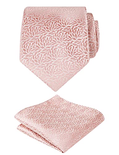Image of Alizeal Mens 3.15inches Leaf Flower Pattern Tie Set | Floral Pattern Pocket Square Perfect for Fall Winter Business and Holiday Events