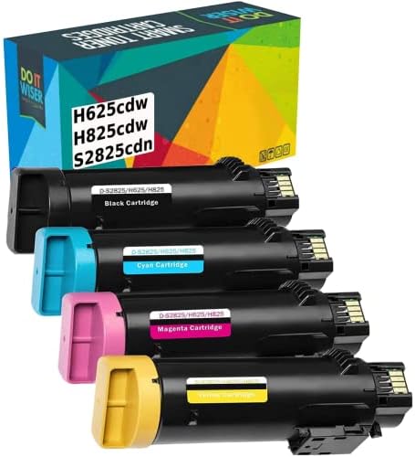 Do it Wiser Compatible Printer Toner Cartridge Replacement for Dell H625cdw H825cdw S2825cdn - High Yield Laser Cartridges 593-BBOW 593-BBOX 593-BBOY 593-BBOZ (1 Black 1 Cyan 1 Magenta 1 Yellow)