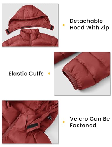 Image of TBMPOY Men's Lightweight Puffer Jackets Detachable Hood Water-Resistant Casual Winter Coat Hooded Insulated for Travel Ski