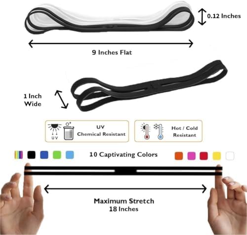 GRIFITI Band Joes X Cross Style 9" Flat 18" Circumference 5.73" Diameter 20 Pack Big Strong Elastic Rubberbands Pressure Cooking, Office, Puzzles, Board Games Heat Cold UV Large Colorful Heavy Giant Silicone Rubber Bands image 5