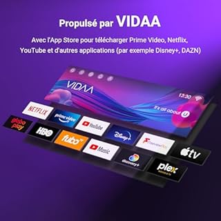 TuTu Smart TV 32 Pouces (80 cm) WiFi VIDAA Connectée Télévision sans Bord avec Triple Tuner(DVB-C/S2/-T2), VIDAA Remote App, Molotov, Netflix, Prime Video, Disney+, Youtube (TUV32HQ1B, 2024)