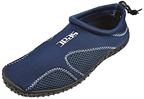 SEAC Zapatos Sand de scoglio Playa y Mar Water Shoe Transpirable con Protección de Neopreno y Hebilla Fácil de Usar , blanco/azul, 42