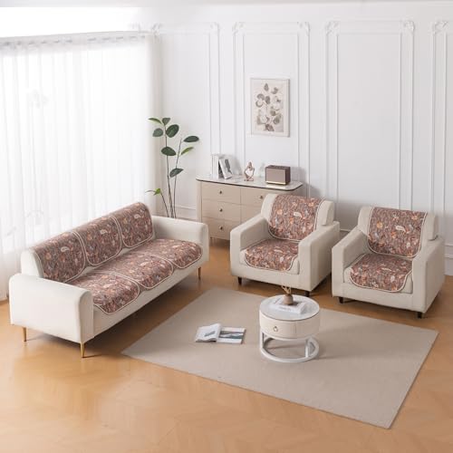 Image of HOKIPO HeavenHue Sofa Cover 5 Seater Panel Set 3+1+1, Vintage Bloom