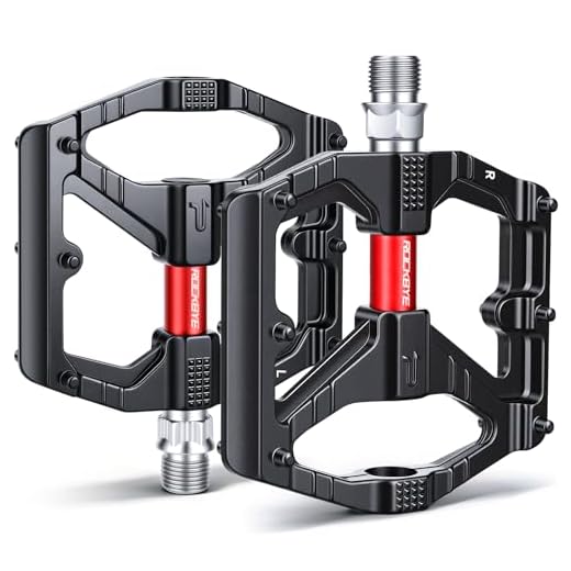 YBLNTEK Road/Mountain Bike Pedals, 9/16" Aluminum Alloy MTB Flat Pedals with Dual DU Bearings & 12 Non-Slip Pins, Wide Platform Bicycle Pedals for Road, Mountain, BMX, Ebike Bikes