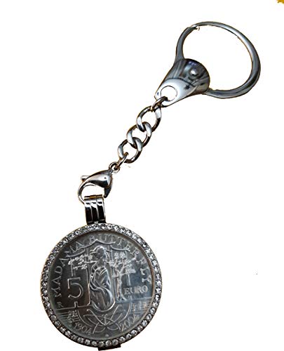 Moneda 5 euros de plata en llavero original para regalo único