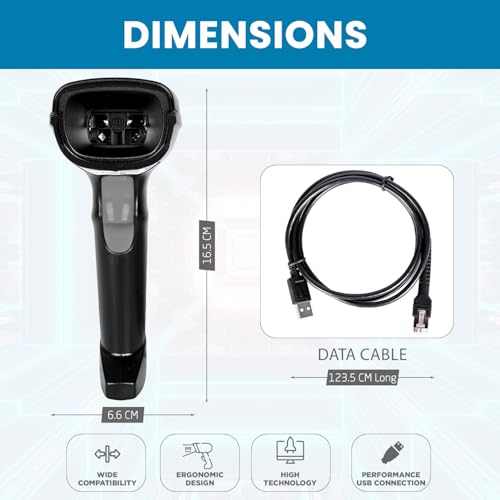 Image of Zebra DS1000 Series Barcode Scanner 1D /2D Handheld USB Corded Bar Code Reader Optical High Speed for Seller Flex Scanning POS System Supermarket (DS1001-US4-2K)