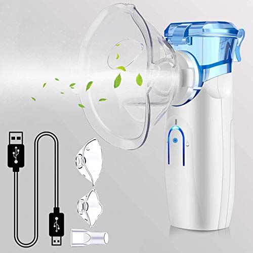 POSWE Nebuliser, Portable Handheld Nebuliser Machine, Asthma Nebuliser with Mouthpiece, Kids & Adults Mask, Steam Inhaler