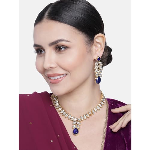 Image of Peora Traditional Crystal Necklace & Jewellery Set Gift for Women