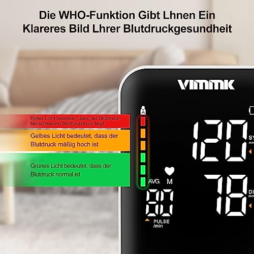 Vimmk Blutdruckmessgerät Oberarm Digital Messgerät Bluthochdruck LED Display, Arrhythmie-Erkennung...