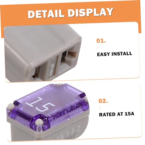 ULTECHNOVO Kit de 10 fusibles automotrices micro de 15 amperes color púrpura para reemplazo en autos, SUV y camiones miniatura 7