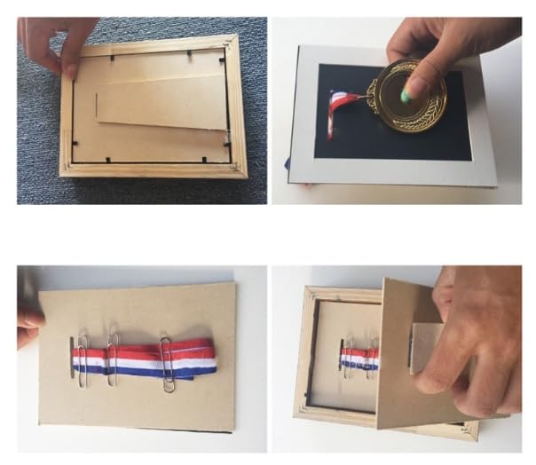 Duża ramka wyświetlacza medalu, Drewniana ramka na medal 3D Deep Box, wielokolorowa, wiele rozmiarów(Teak,4 medals/24 * 33cm)