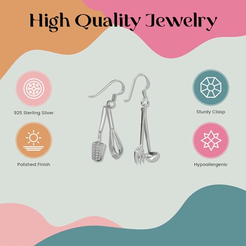 Sterling Silver Kitchen Cooking Utensil Dangle Earrings with French Ear Wires3