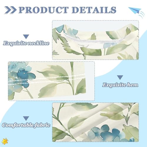 ALAZA Kids Rash Guard Girls Toddler Swim Shirts Short Sleeve Light Blue Hydrangea UPF 50+ 3T3