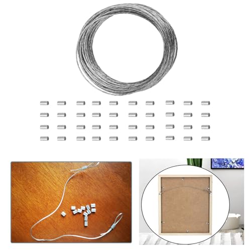 Image of YHYZ D Ring Picture Hangers Sets(60 Sets ), D Ring Hooks + Screws + Hanging Wire + Crimping Loop Sleeves + Screwdriver, for Painting Photo Pictures Clock Artwork Mirrors Cross-stitch