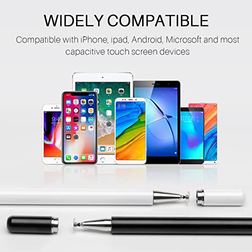 Stylus Pens for Touch Screens(2 Pcs), Abiarst Magnetic Disc Universal Stylus Pens for Apple/iPhone/Ipad pro/Mini/Air/Android/Microsoft/Surface All Capacitive Touch Screens (2-Pack (Black/White)) - Thumbnail 6