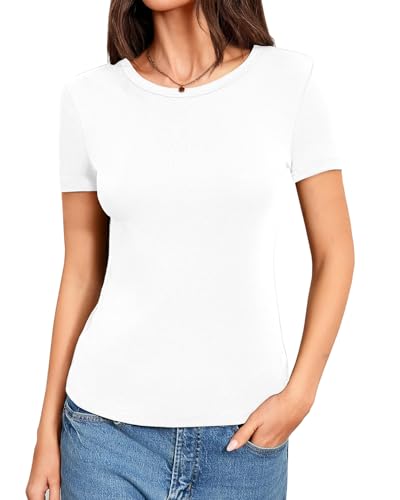 Abardsion Cotton Crewneck Long Sleeve Shirts for Women