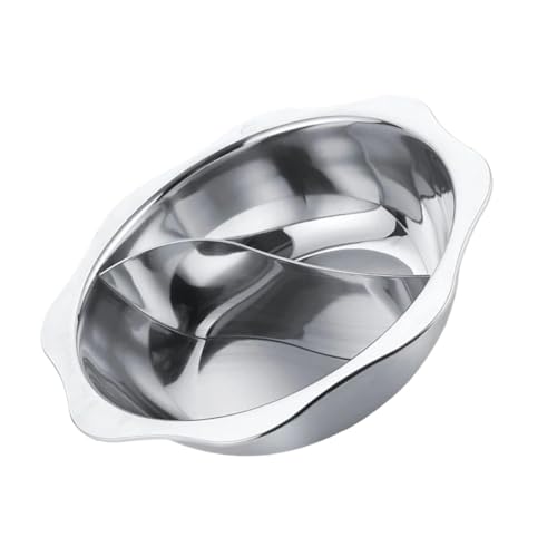 SECFOU Olla Caliente Divisor de Acero Inoxidable 32 Cm, Multifunción para Inducción, Olla Doble para Hot Pot, Cacerola Profunda para Cocina Familiar y Restaurante