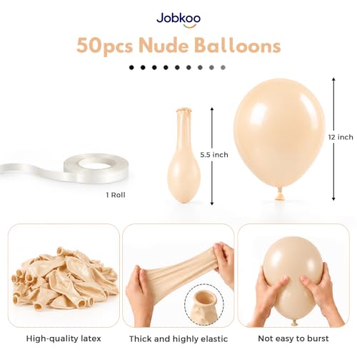 Image of Jobkoo Nude Balloons 12 Inch, Retro Beige Apricot Neutral Latex Balloon