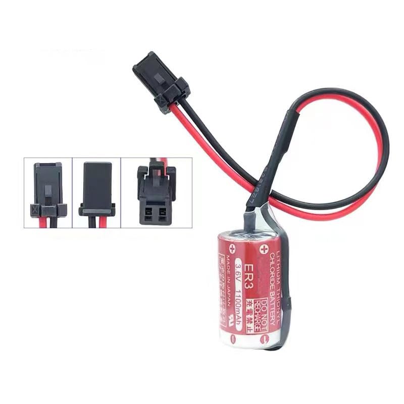 zoyfayl ER3 3.6V Battery for Maxell ER3 Estun Robot Lithium Battery with Black Plug (1 Pcsbattery)