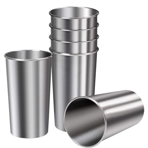 Taza de acero inoxidable genérica – Vaso de acero inoxidable | Tazas para | 6 tazas de agua | Tobelet apilable irrompible 600 ml de vasos de bebida para Adul