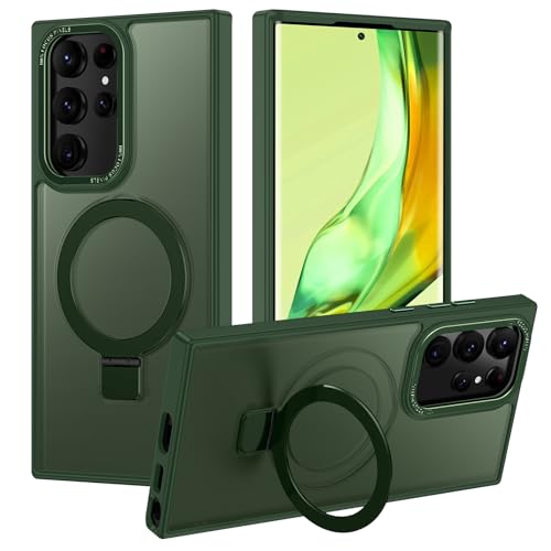 Casehas for Samsung Galaxy S22 Ultra Case,with Magnetic Invisible Stand [Military Drop Protection] [Compatible with MagSafe] Shockproof Slim Translucent Anti-Slip, Forest Green - image 1