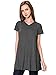 Made By Johnny MBJ WT1057 Womens V Neck Short Sleeve Pleats Tunic Top XL Heather_Charcoal