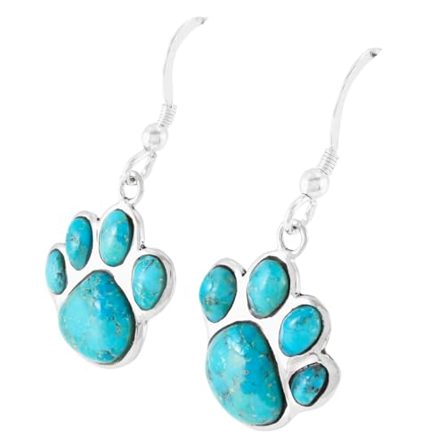 Dog Paw Earrings in Sterling Silver & Genuine Gemstones & Gemstones4