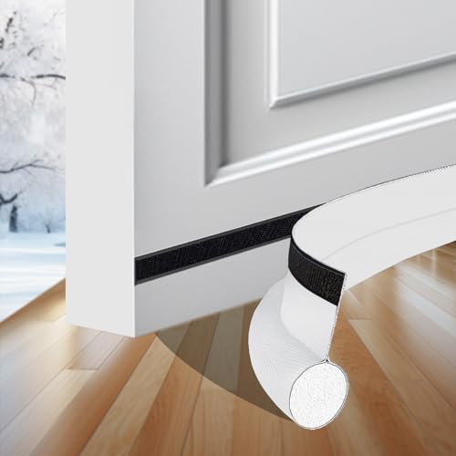 GSALDY Boudin de porte isolant froid,Bas de porte coupe-vent, Joints de porte autocollants,Bas de porte isolant Rapide à installer,Ajustable isolation porte 94 cm,Blanc