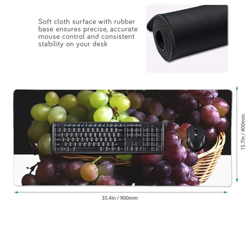 Tapis de souris grand format caoutchouc bords cousus imprimé raisin