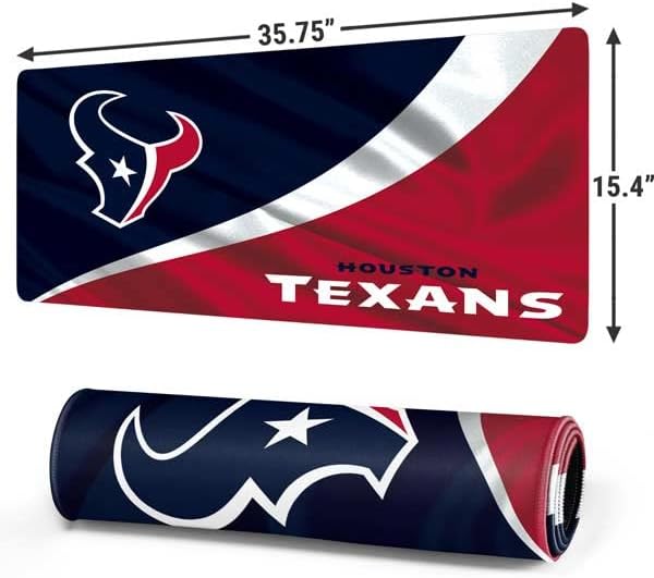 Skinit Extra Large Gaming Mouse Pad - Officially Licensed Houston Texans Design with Stitched Edges, Waterproof, Non-Slip Rubber Base, Desk Mat for Keyboard & Mouse, 35.75" x 15.4" inches