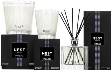 NEST New York Scented Classic Candle, Cedar Leaf & Lavender - 8.1 oz - Up to 60-Hour Burn Time - Reusable Glass Vessel - 5