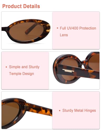 Retro Oval Sunglasses for Women Trendy Small 90s Vintage Style Skinny Narrow Frame with UV400 Protection GM960103