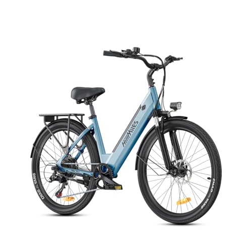 MileCity1 26' E-Bike für Erwachsene, 7 Gang Elektrofahrrad mit Austauschbarem 36V 13Ah Akku, 25 km/h und 80–100km Reichweite E-Bike für Städtische Pendler, IP65 Wasserdicht (MileCity1, Blau)