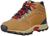 Columbia Youth Newton Ridge Suede Hiking Boot, elk, Mountain red, 5 US Unisex Big Kid