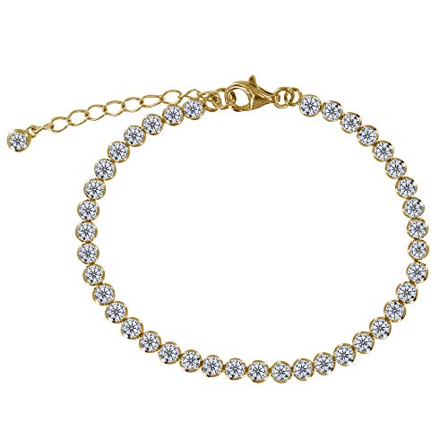 Bracelet Plaqué Or Petits Ronds de Strass Idée Cadeau Idéale pour Femme